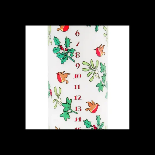 Holly and Ivy Christmas Large Pillar Advent Candle