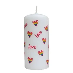 Love Heart Rainbow Pillar Candle